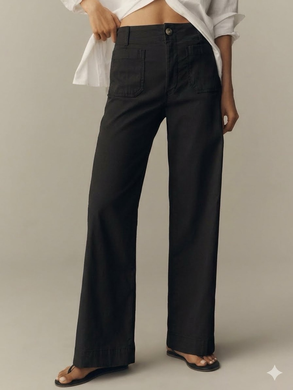 EUC Maeve Anthropologie The Colette Full-Length Wide-Leg Pants Black Size 28